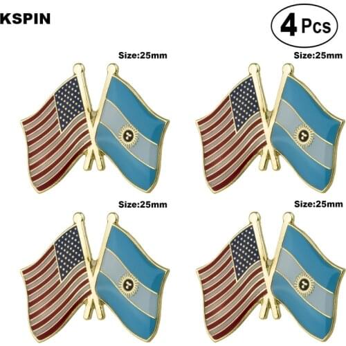 U.S.A.& Argentina Friendship Flag Pin Lapel Pin Badge Brooch Icons 4pcs