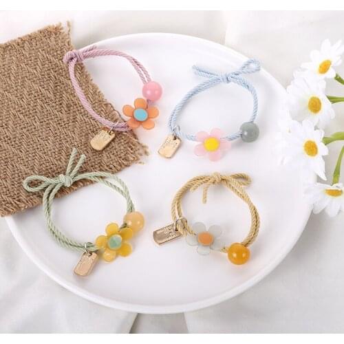 1PCS Cute Flowers Bow Elastic Hair Bands durag rim on the head Scrunchie Korean Rubber Bands Hair Accessories For Women 2020