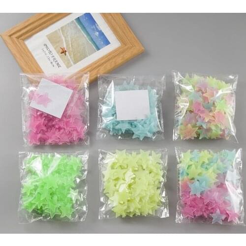 100pcs/lot 3D Stars Glow In The Dark Wall Stickers Energy Storage Stars For Kids Baby Room Bedroom Ceiling Home Decor