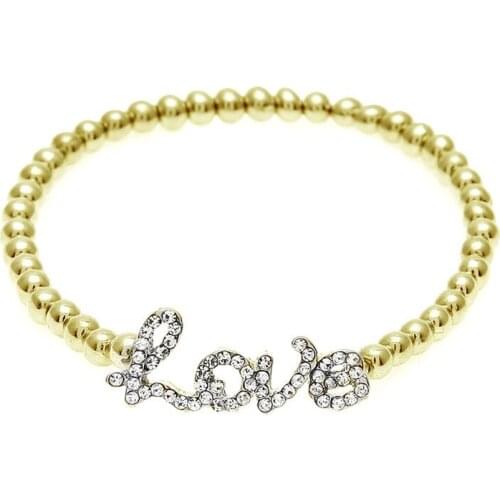 15cm Hip Hop Fashion 3 Colors Mix Religion Rosary Rhinestone Bracelets Stainless Steel Bead Love Letter Girls Link Bangles