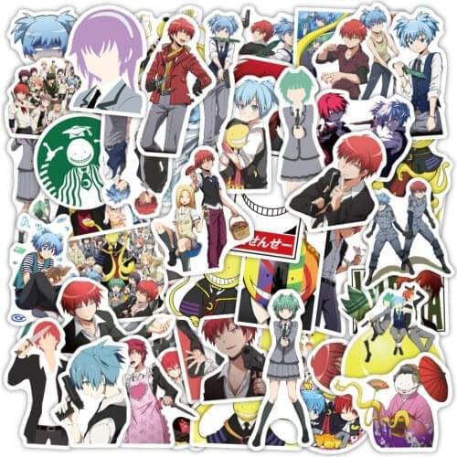 50 pcs Animation Assassination Classroom Vinyl Waterproof Stickers for Kids Teens Adults Luggage Laptop Bike Skateboard Supplies