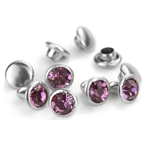 6mm Crystal Rivets Amethyst Snap Button violet Rhinestone Rivets 1000pcs/lot Bag accessories
