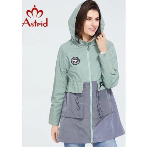 Astrid 2020 new Spring fashion mid-length trench coat Hooded Casual sport high quality female Outwear trend Loose thin coat 3068