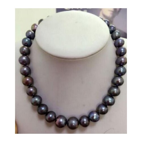 Free shipping >>>>noble jewelry charming 10-11mm natural Freshwater black grey pearl necklace 14K clasp