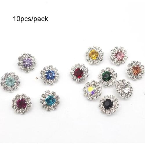 ZMASEY 10Pcs new 16MM rhinestone mixed color buckle buttons, DIY hand-sewn clothing romantic wedding decoration accessories craf