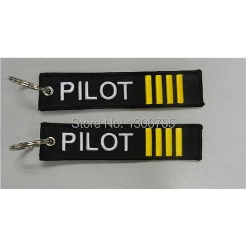 Pilot(4 bars) Flight Crew Embroidered Keychain