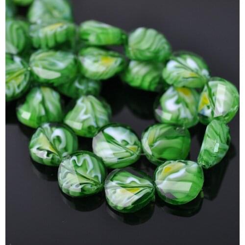 10pcs 14mm Twist Coin Rondelle Shape Faceted Lampwork Glass Loose Crafts Beads Wholesale lot for DIY Jewelry Making Findings