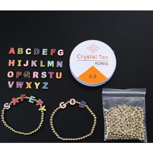 1 set ccb Gold Color Beads Letter Shape Beads For DIY Bracelet Necklace Jewelry Making Tools Kit