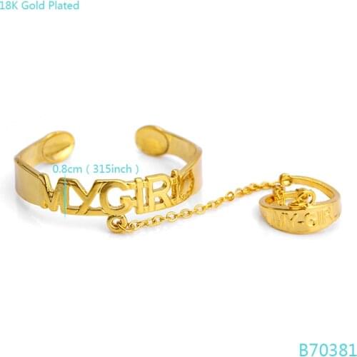 New children Baby Bangle chain connect With Ring 23 K Fine Solid Gold GF Letter MY GIRL For Baby Daughter Gift Lovely Jewelry
