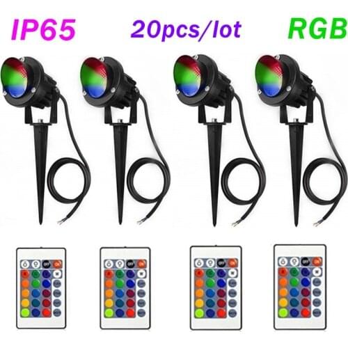 DHL 10W COB RGB AC85-265V DC12V Garden Lamp Outdoor LED Lawn Light with Remote Waterproof IP65 Landscape Spot Spike Light