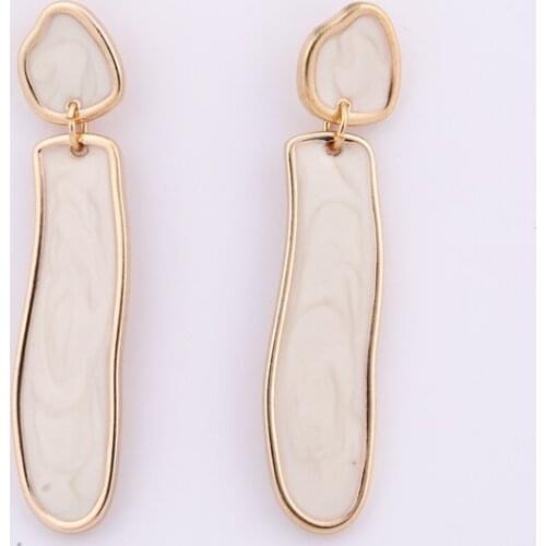 White Enamel Irregular Shape Distortion Metal Long Drop Earring 2020 New Geometric Earrings Pendant Women Party Jewelry