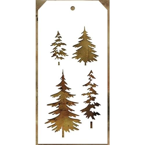2021 New Label Tag Plastic Stencil For DIY Craft Making Christmas Tree Pattern Scrapbooking Background Card No Metal Cutting Die