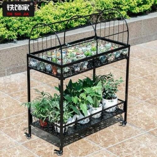 European multi meat flower shelf iron art multi-storey Citi balcony living room room radish green bookshelf flower pot and