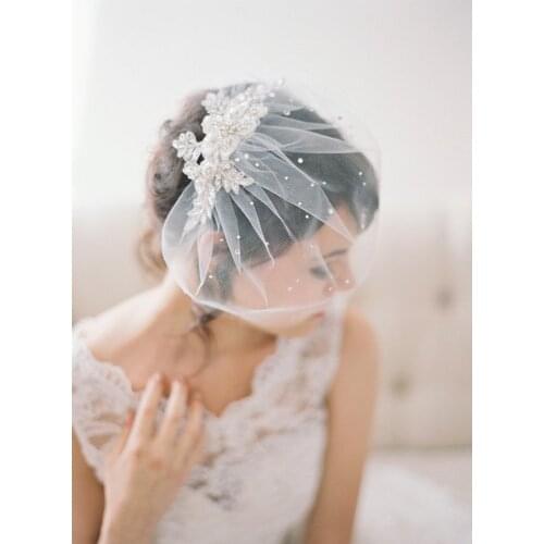 Birdcage Veil with Bridal Headpiece Wedding Hair Pin Bridal Hair Comb Crystal Pearl,Bridal veil Head Piece hair Jewelry