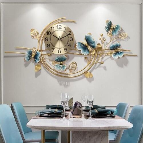 Chinese Butterfly Wrought Iron Wall Clock Ornaments Home Livingroom Wall Sticker Decoration Hotel Club Hall Wall Mural Crafts
