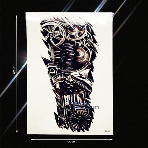 Cool Men Women Body Art Tattoo Sticker Metal Robot Machine Arm Design Waterproof Fake Tattoo Sleeve Temporary Tattoo Leg PHB-305