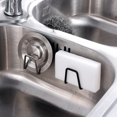 2 PC Kitchen Sponge Rack Multi-function Stainless Steel No Punching Self Adhesive Sink Drain Wall Hooks Sink Sponges Holder