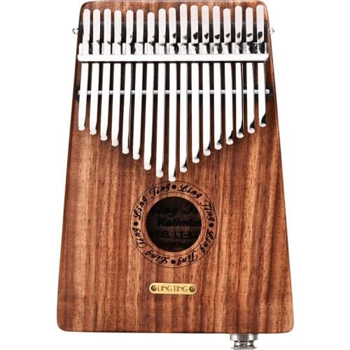 LINGTING K17YEQ 17-key Portable Thumb Piano Kalimba Mbira Sandalwood Solid Wood Built-in Pickup with Storage Bag thumb piano