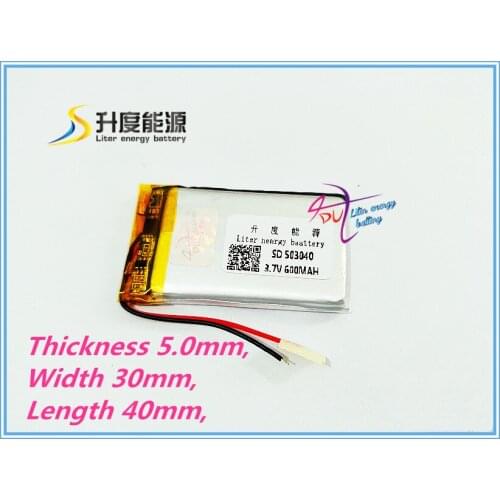 Liter energy battery 3.7V lithium battery 503040 600mah toy MP4 MP3 universal rechargeable batteries tablet battery