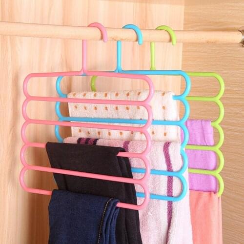 MultiFunctional 5 Layers Pants Hangers Holders Trousers Hanger Storage Rack Clothes Hanger Space Saver Wardrobe Closet Organizer