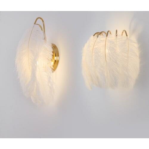 Feather Wall Lamp Modern Led Wall Sconce Light Fixtures Bedroom Bedside Living Room Decor Bathroom Mirror Light Home Art Decor