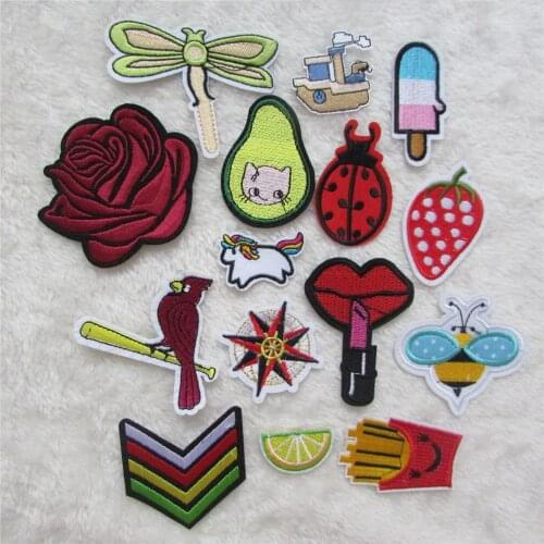Newfangled fashion cartoon pattern hot melt adhesive applique embroidery patch DIY costume patches stripesC5190-C5207