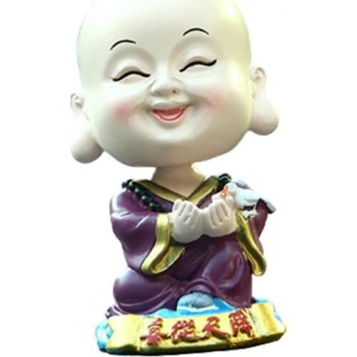 New Style Creative Lovely Cartoon Monk Figurine Resin Shaking Head Monk Model Toy Ornament Car Interior Display Decor Goods