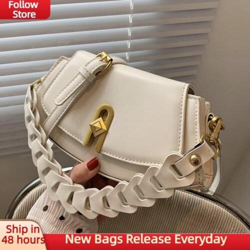 Weave Striped Fashion Shoulder Bag For Women 2021 Small Crossbody Bag Branded Designer Womens Handbag Purse PU Leather