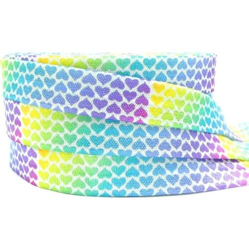 5 Yards 5/8" Colorful Hearts Printed foe elastic bands Sewing Apparel Accessories DIY clothing accessories decoration