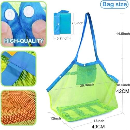 P31B Large Size Net Bag Tote for Sand Toys Beach for Kids Collecting Shells Beach Mesh Children Sand Pool Supplies
