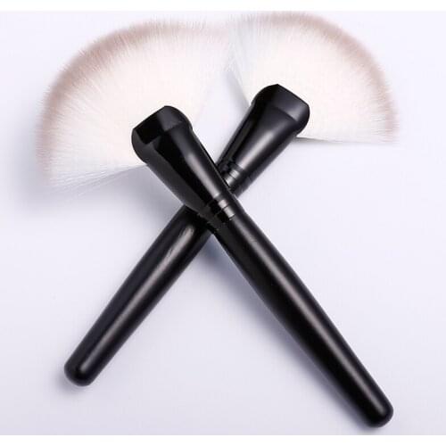 MECOLOR 1Pcs Large Fan Brush Professional Maquiagem Make-up Brush For Face Powder Artificial Fiber Hairy Wooden Handle Tools