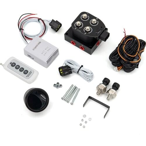 12v Solenoid Valve Air ride Suspension manifold valve with remote controller 0-200psi with double display air pressure gauge