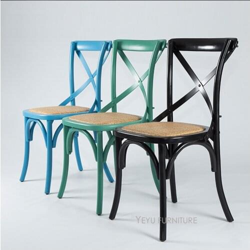Modern Design American country style solid wood classic cross dining chair, loft design popular antique solid wooden cafe chair