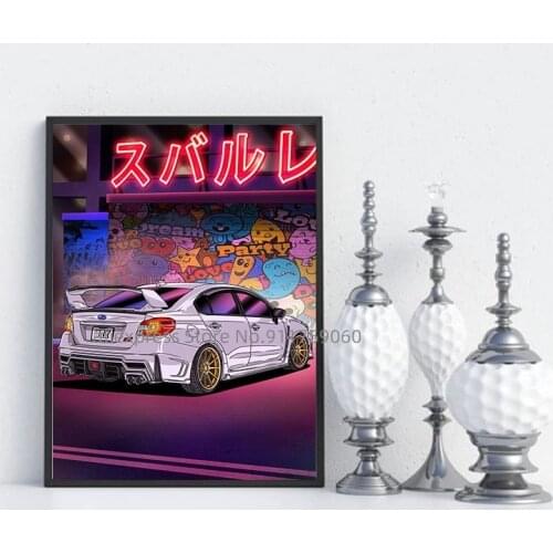 Modern Tokyo Neon Driving Street Canvas Poster Supercars Racing Car Wall Art Print Pictures for Kid Room Bar Club Decor Cuadros