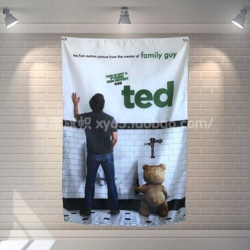 "TED Teddy Bear" Movie Banners Hanging Flag Poster Wall Sticker Cafe Restaurant locomotive club Live Background Decoration
