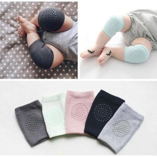 Spring, summer, autumn and winter baby knee pads combed cotton baby terry slip crawling knee pads love rubber socks