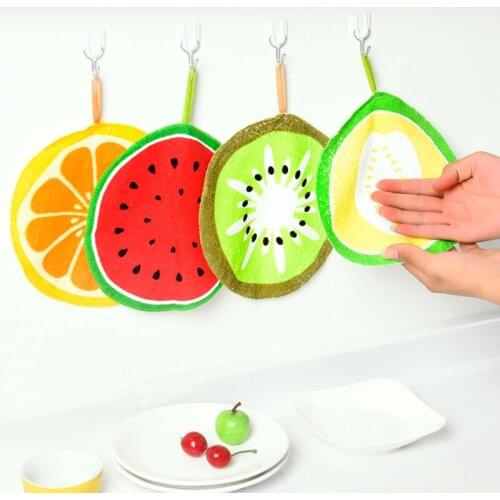 Hanging Kitchen Absorbent Wipes Bathroom Quick-drying Soft Towels Napkins Hand Cute Fruit Printed Dish Cloths Cleaning Wipes