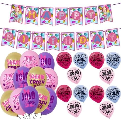JOJO Siwa Theme Latex Balloons Dream Princess Happy Birthday Banner Decor Pink Purple Balloon For Girl Party Supplies Favor