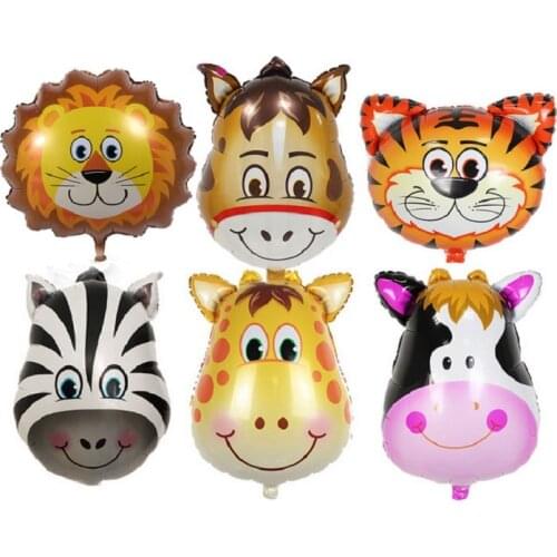 Animal Foil Balloon Tiger Lion Monkey Zebra Deer Cow Children Birthday Party Balloons Safari Zoo Globos Inflatable Air Toys