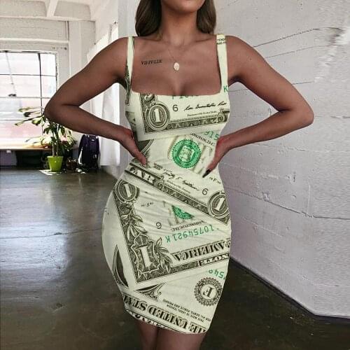Giyu Brand Dollar Dresses Women Vintage Sundress Money Ladies Dresses United States Vestido Sexy Harajuku Bodycon Dress