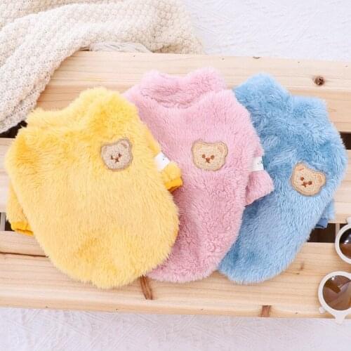 Winter Dog Clothes Cute Bear Sticker Dogs Hoodies Sweater For Puppy Small Medium Costume Chihuahua Plush Warm Dogs Sweatshirt