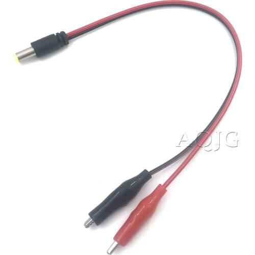 1PCS 5.5*2.1 mm DC Power Plug jack to Alligator Clip 2 in 1 Crocodile Clips with Wire Testing Cable For Storage Battery