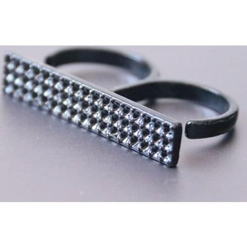 1Pc Exaggerated Matt Black Square Ring Adjustable Big Hiphop Geometric Ring Men Women Anillos Mujer Jewelry