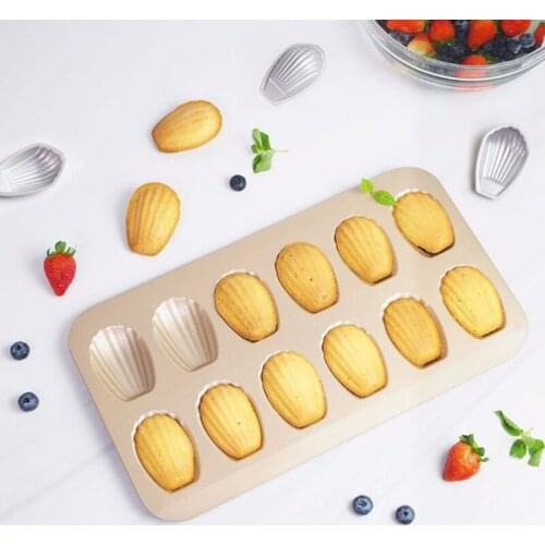 1PC Baking Mould Tools Nonstick 12 Cup Madeleine Pan Shell Shaped Carbon Steel Mold Supplies Home Kitchen Bakeware Accessories