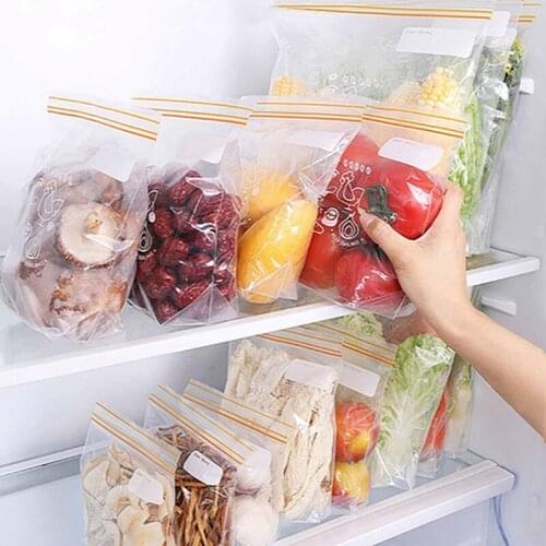 15/25/30Pcs Food storage bag freezer bags reusable bags leak-proof zipper lock kitchen vacuum preservation bag waterproof