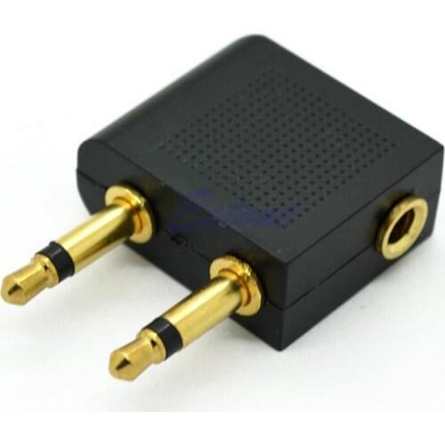 3.5mm to 2x3.5mm Airplane Travel Headphone Earphone Jack Audio Adapter Converter