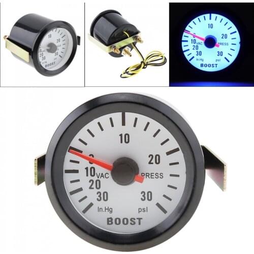 6032BL 2" 52mm 12V Blue LED 0-30 in.Hg / 0-30 PSI Car Turbo Boost Gauge Meter with Sensor for Auto Boat Truck ATV