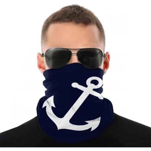 White Vector Anchor Magic Scarf Half Face Mask Men Women Neck Warmer Seamless Bandanas Multi-functional Headwear Outdoor Hiking