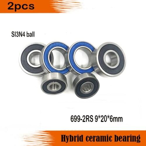 Free shipping 2pcs 699-2RS 699 si3n4 balls hybrid ceramic deep groove ball bearing 9x20x6mm for bicycle part hubs