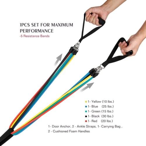 11pcs Resistance Band Natural Latex Belt Stretch Band Strap Accessories Elastic Gym Yoga Fitness Training Equipment DropShipping